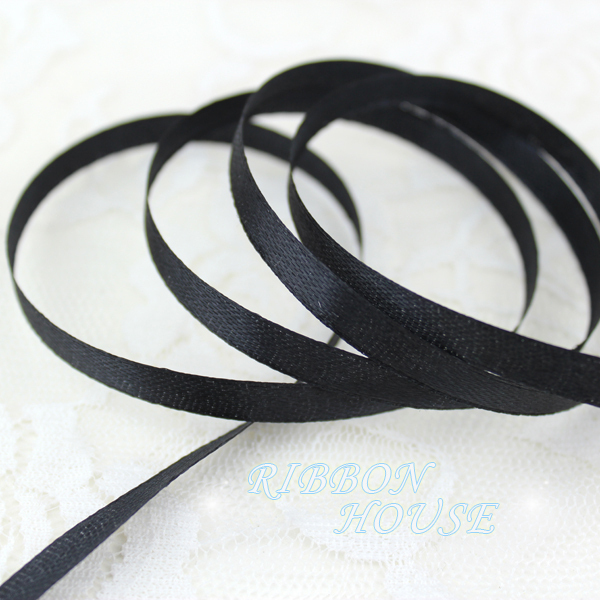 (25 Yards/Roll) 1/4' (6mm) Bla - Ribbon Wired Satin 评论和价格