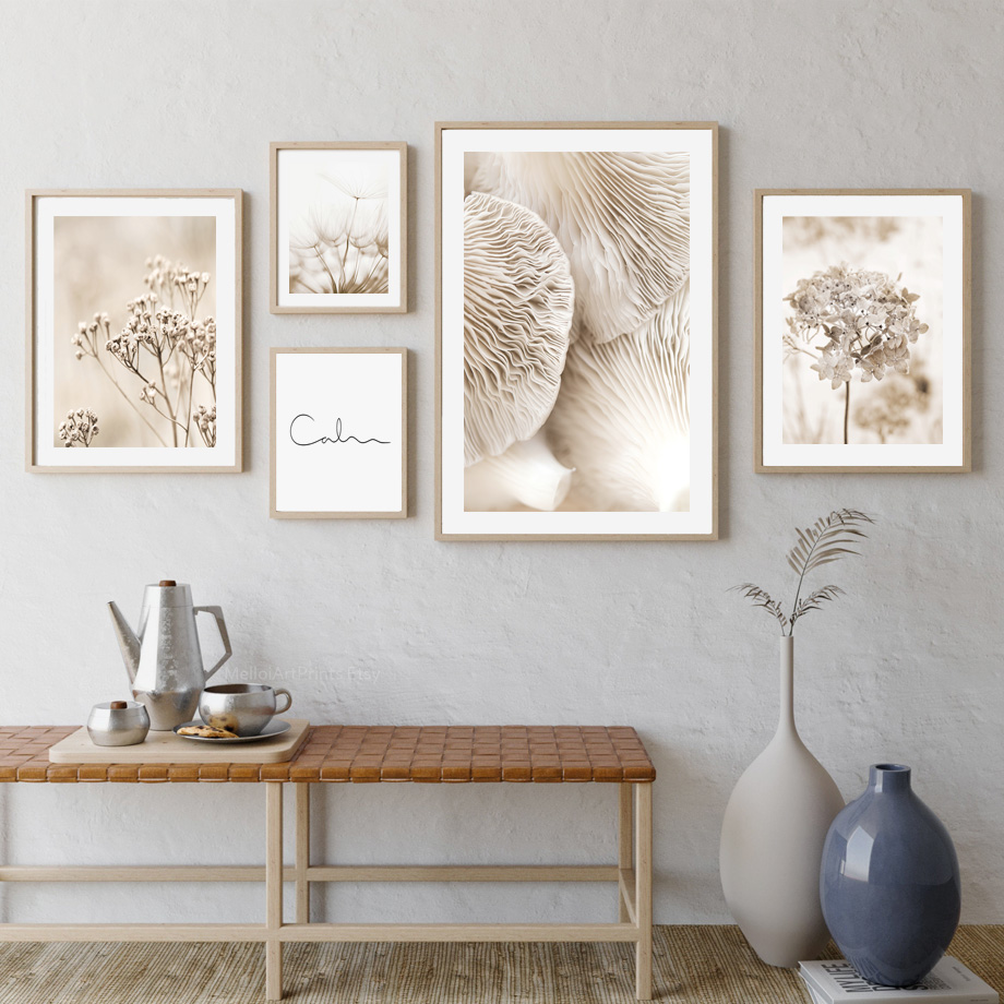 Neutral Beige Boho Wall Art Mu - Palm Leaf Dried 评论和价格