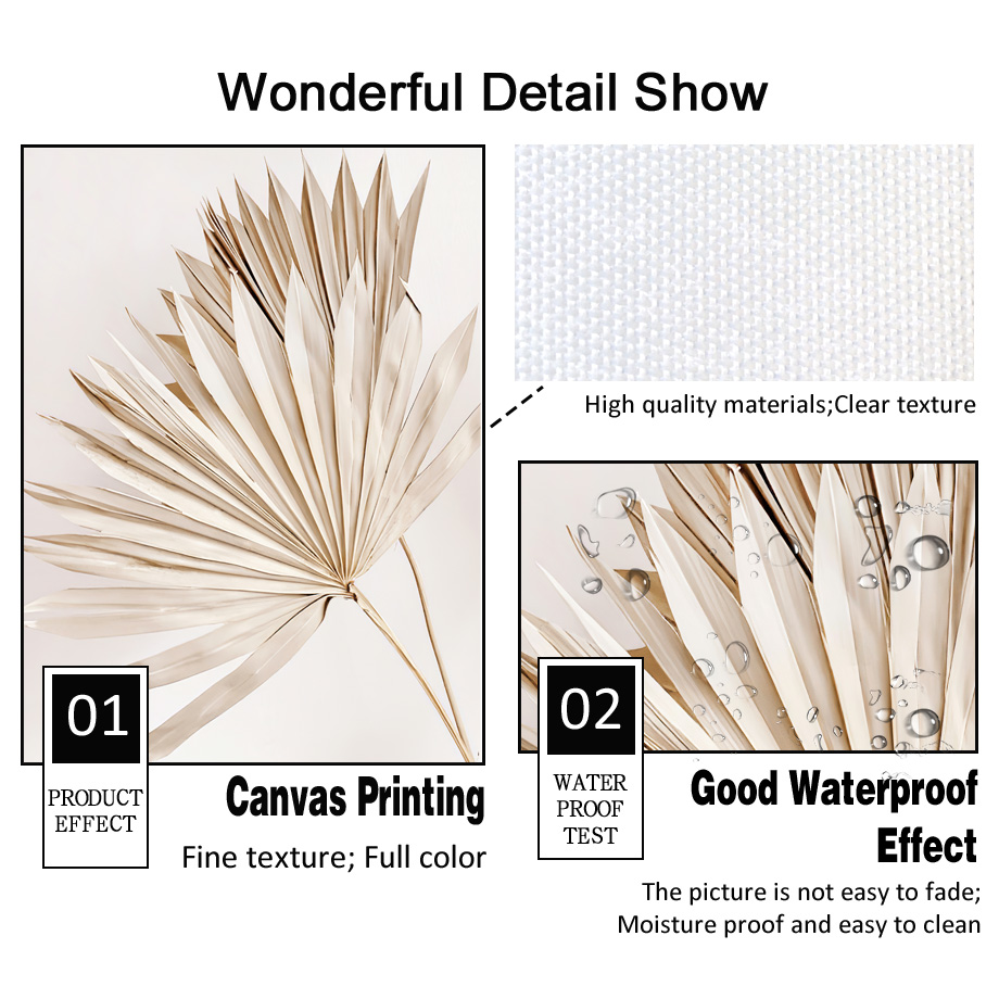 Neutral Beige Boho Wall Art Mu - Palm Leaf Dried 评论和价格