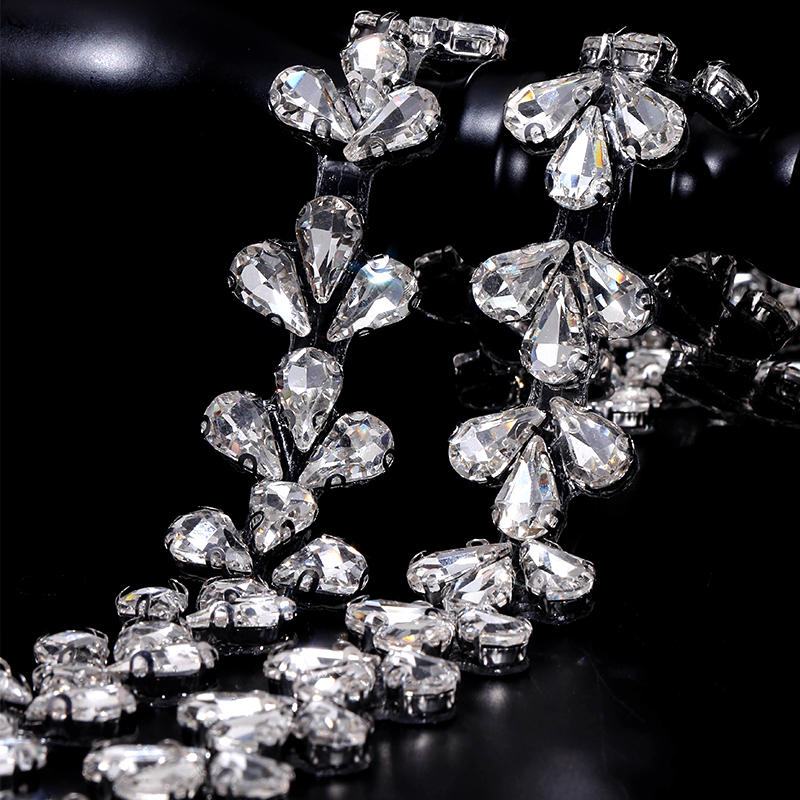 1Yard Crystal Rhinestone Borde - Ribbon Wired Satin 评论和价格