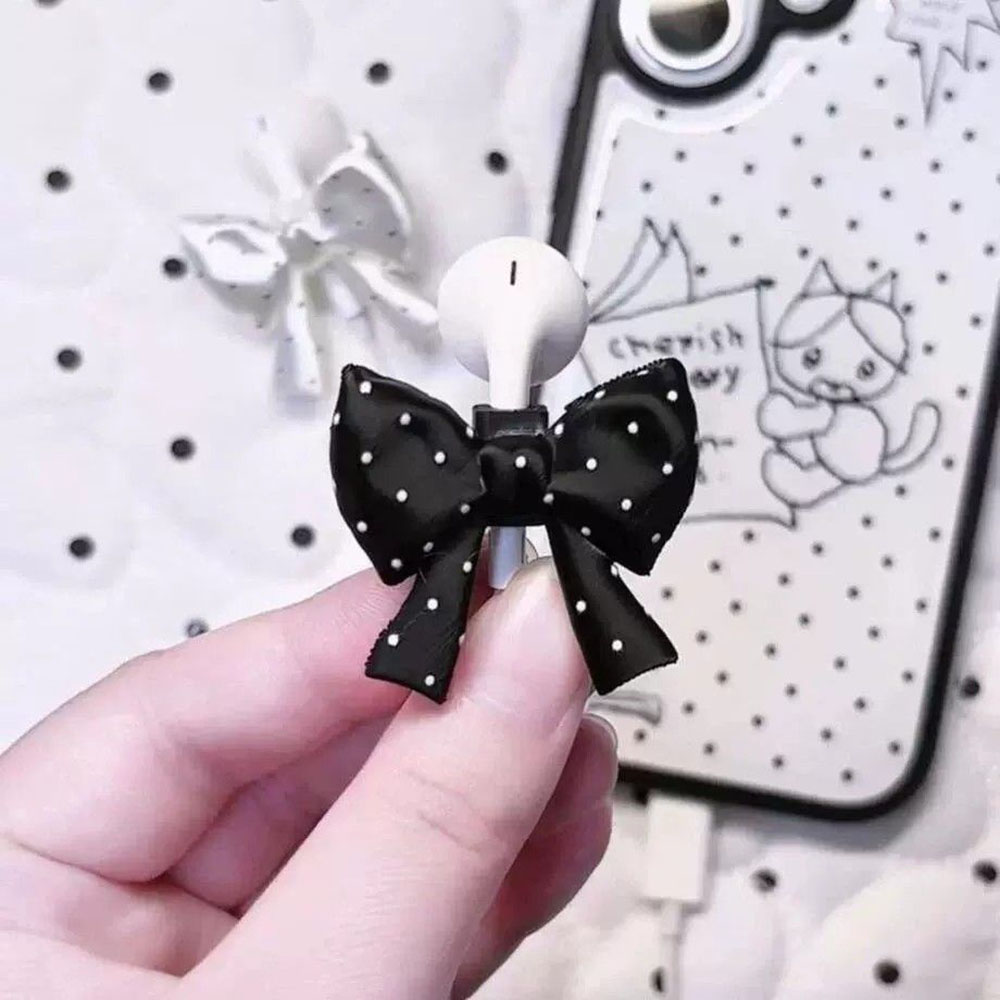 Satin Ribbon Bow Earphone Orna - Ribbon Wired Satin 评论和价格